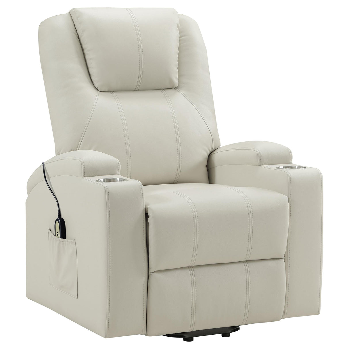 Armstrong Ivory Upholstered Power Lift Massage Recliner by Coaster at Eve Furniture