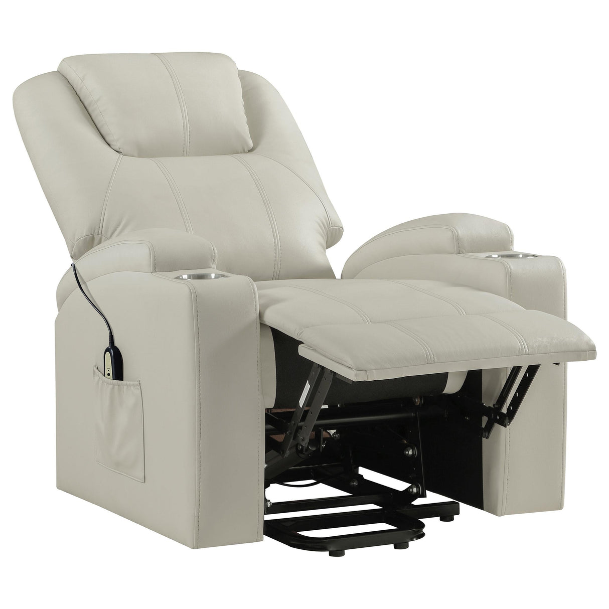 Armstrong Ivory Upholstered Power Lift Massage Recliner by Coaster at Eve Furniture