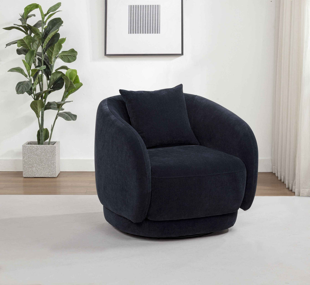 Arnaud Navy Chenille Upholstered Swivel Accent Chair by Coaster at Eve Furniture