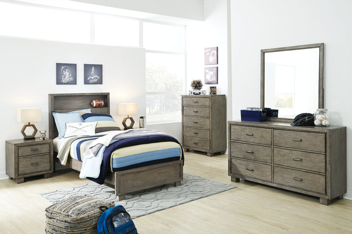 Arnett Gray Twin Bookcase Panel Bed by Ashley at Eve Furniture