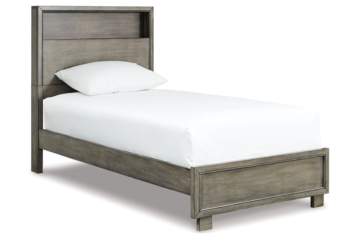 Arnett Gray Twin Bookcase Panel Bed by Ashley at Eve Furniture