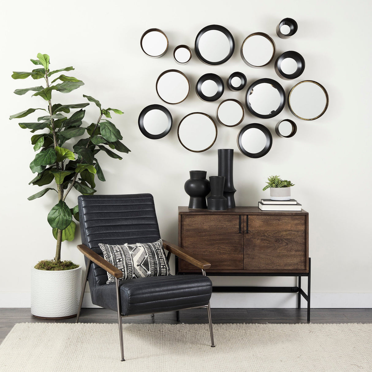 Aromaticum Set of 8 Brown Metal Mirrors by Mercana at Eve Furniture