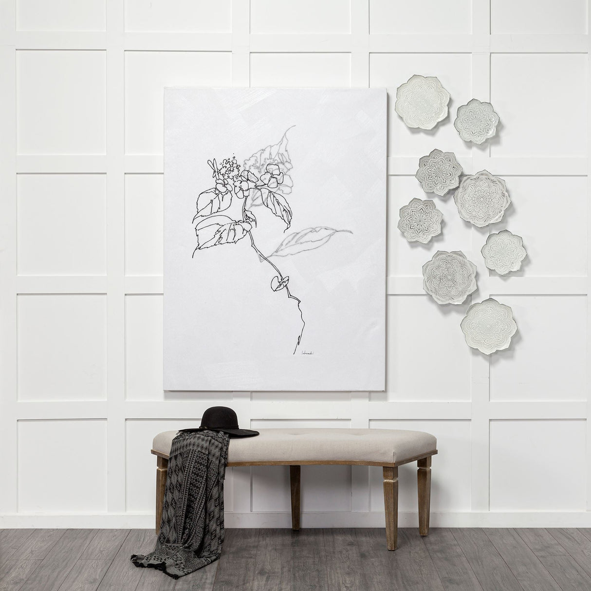Arrangement I by Hiraki a Hand Embellished Textured Canvas by Mercana at Eve Furniture