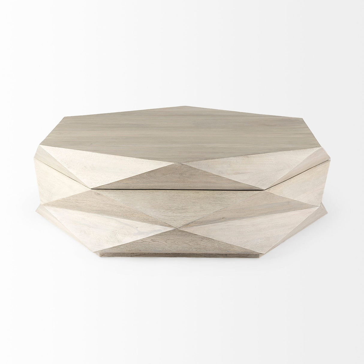 Arreto 48" Natural Solid Wood Hexagonal Storage Coffee Table by Mercana at Eve Furniture