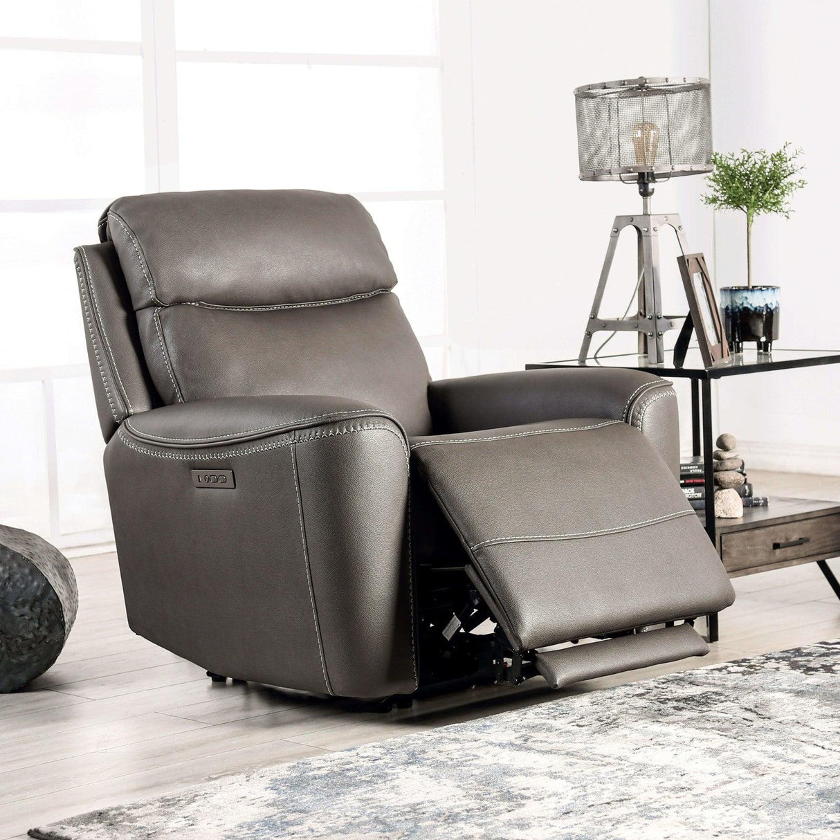 Artemia Gray Power Recliner by Furniture of America at Eve Furniture