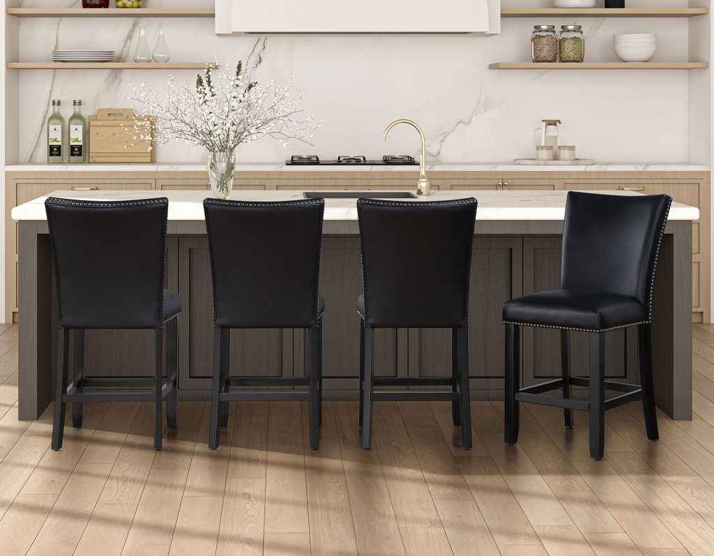 Artemis Black Vegan Leather 24″ Counter Stool by Steve Silver at Eve Furniture