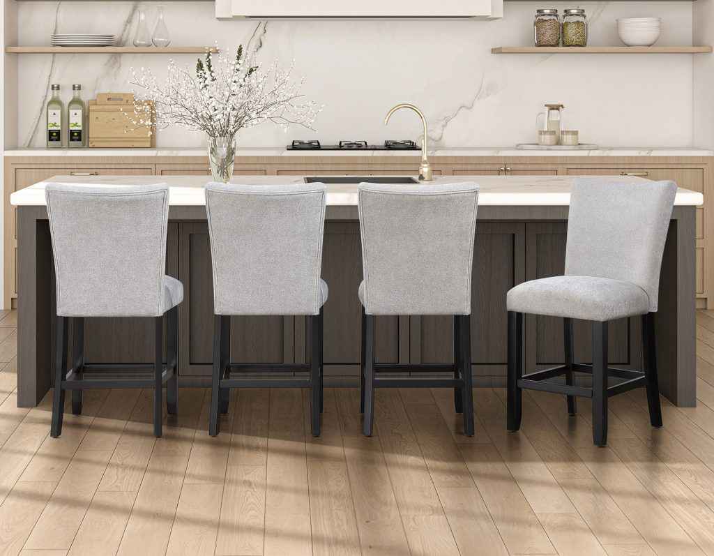 Artemis Gray Chenille Velvet 24″ Counter Stool by Steve Silver at Eve Furniture
