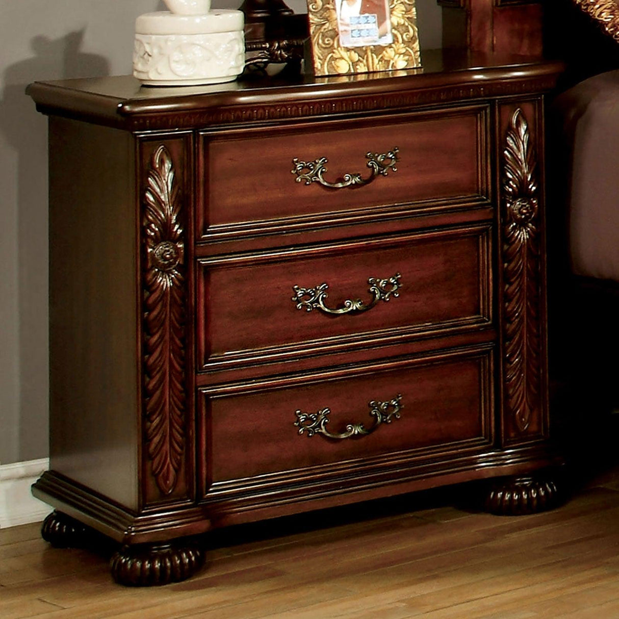 Arthur Brown Cherry Night Stand by Furniture of America at Eve Furniture