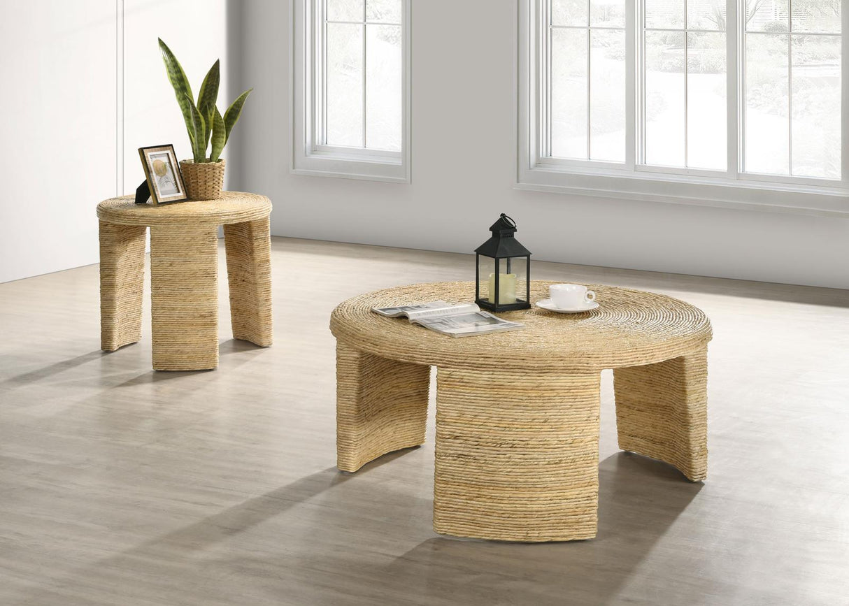 Artina Woven Rattan Round Coffee Table Natural Brown by Coaster at Eve Furniture