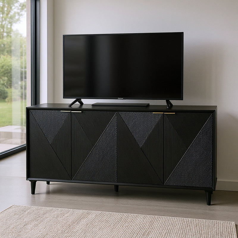 Arvada Black Four-Door Sideboard by Crestview at Eve Furniture