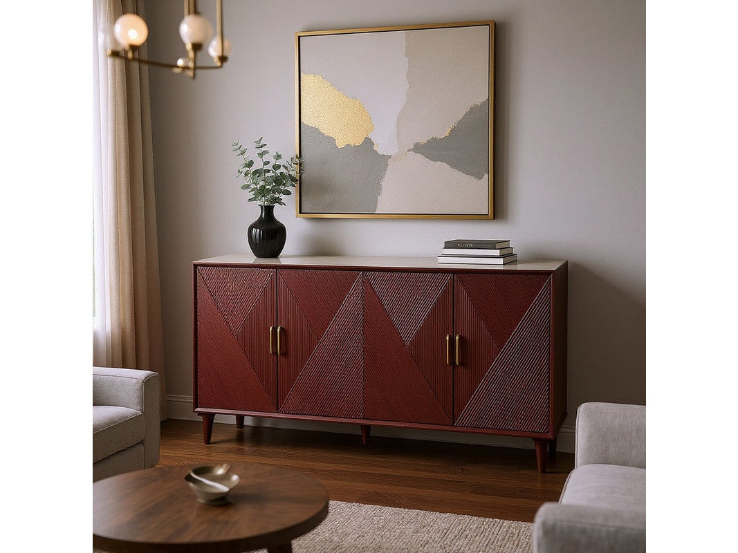 Arvada Red Four-Door Sideboard by Crestview at Eve Furniture
