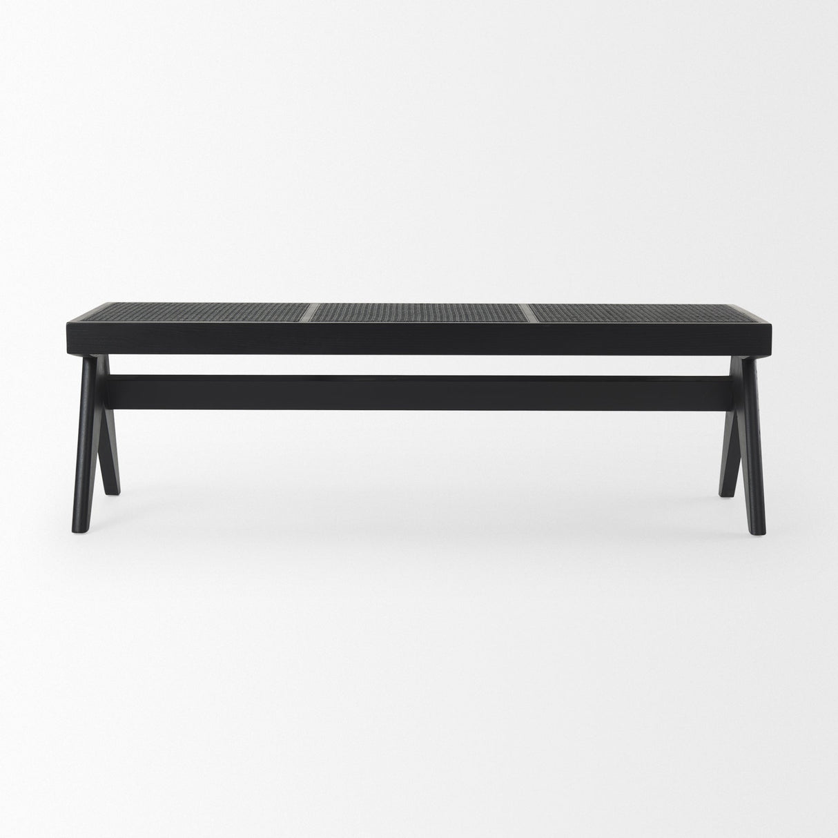 Arvin 59.1L x 17.7W x 18.1H Black Wooden Bench by Mercana at Eve Furniture