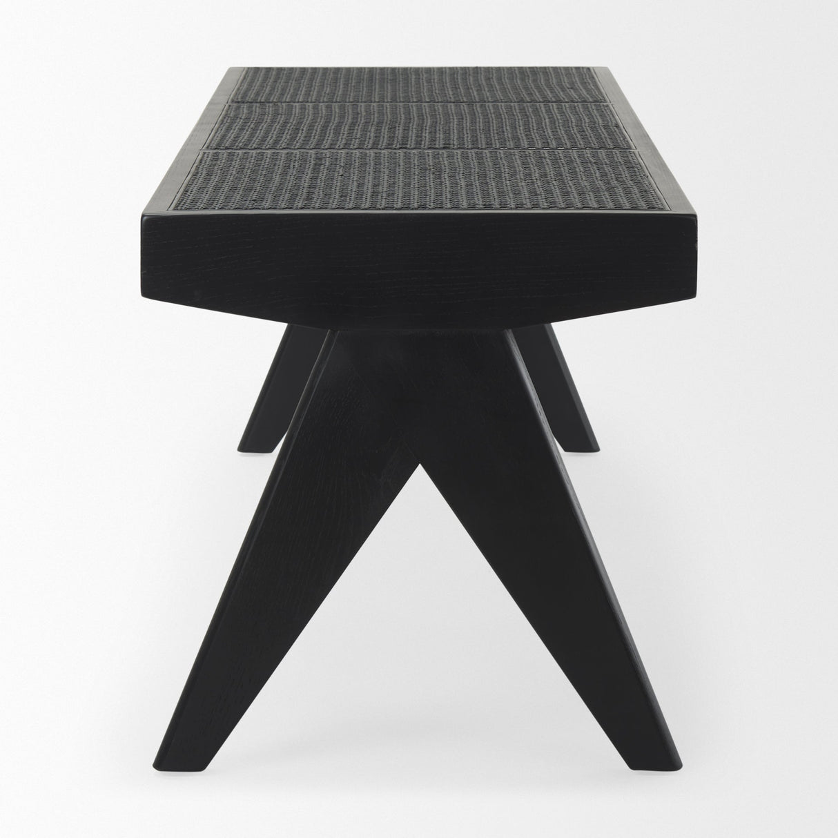 Arvin 59.1L x 17.7W x 18.1H Black Wooden Bench by Mercana at Eve Furniture