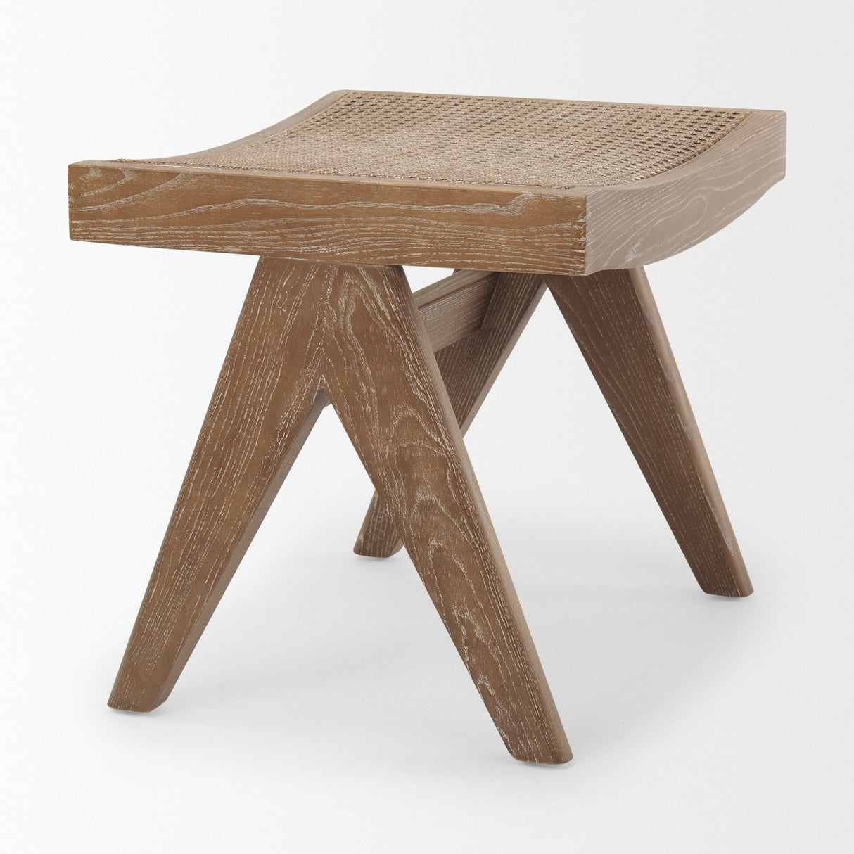 Arvin Medium Brown Wooden Stool by Mercana at Eve Furniture