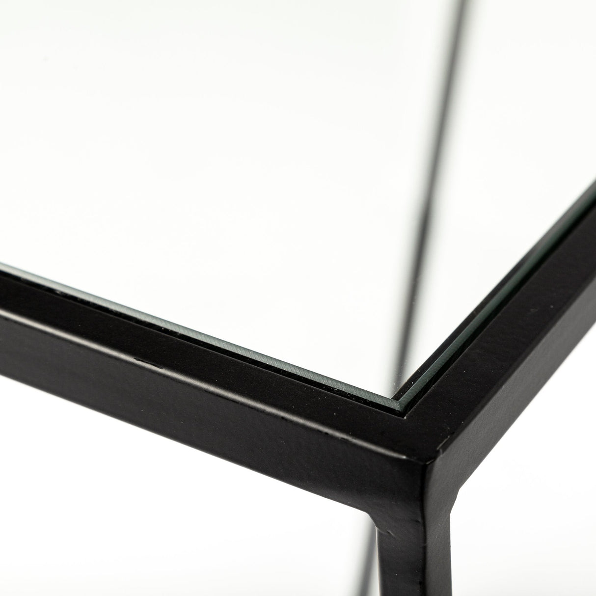 Arya (Set of 2) 24L x 10W Black Rectangular Glass Top Iron Frame Accent Table by Mercana at Eve Furniture