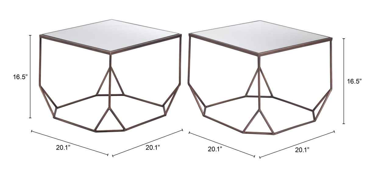 Arzon Bronze Coffee Table Set (2-Piece) by Zuomod at Eve Furniture