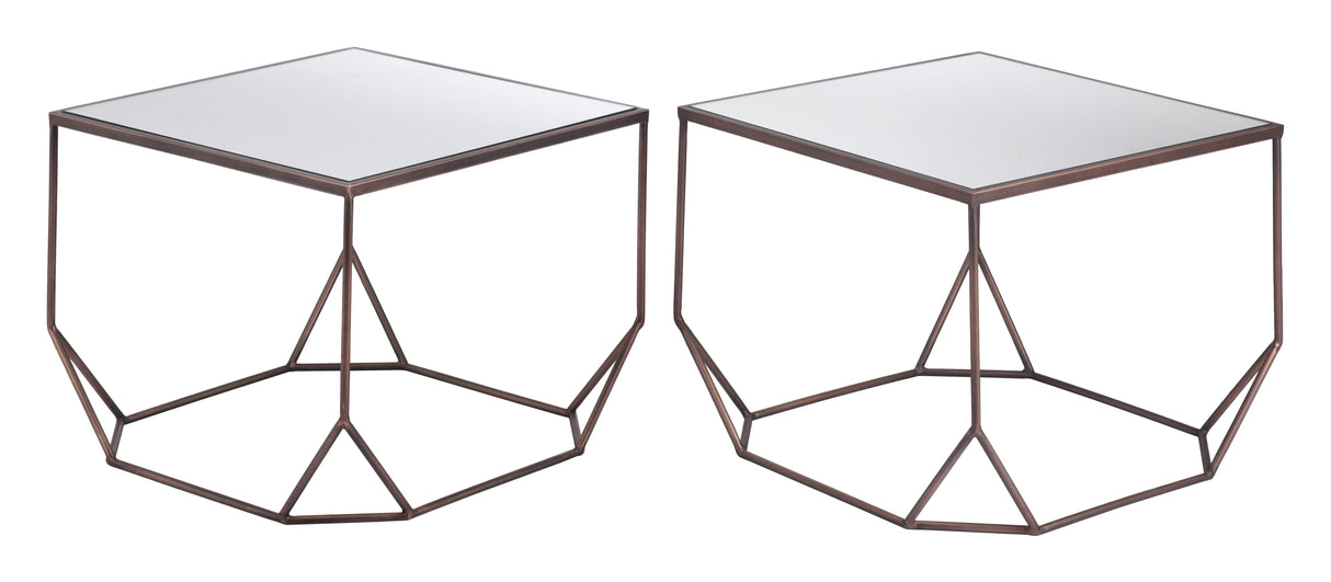 Arzon Bronze Coffee Table Set (2-Piece) by Zuomod at Eve Furniture