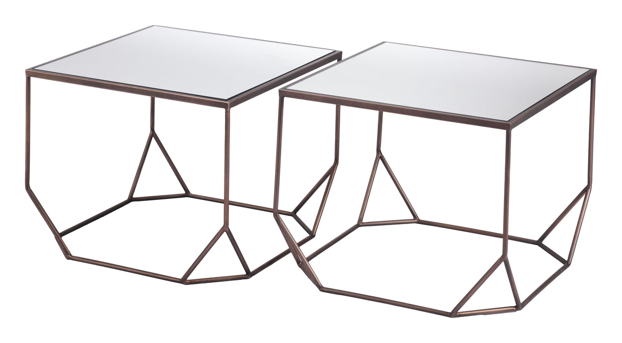 Arzon Bronze Coffee Table Set (2-Piece) by Zuomod at Eve Furniture