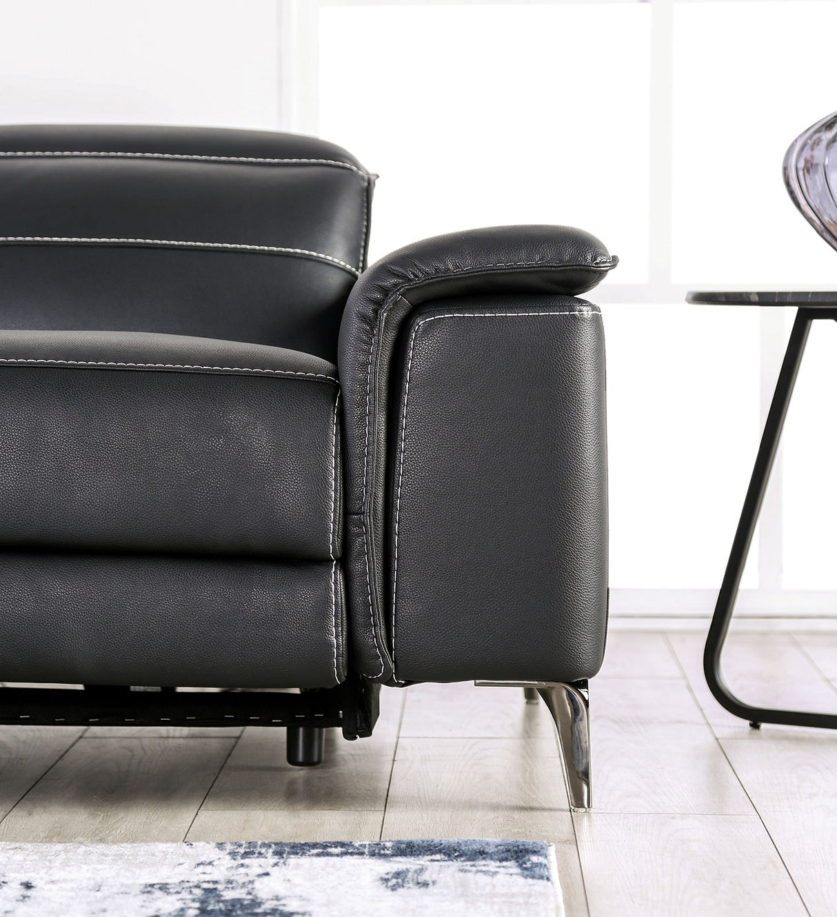 Ascona Black Leatherette Power Reclining Sofa & Loveseat by Furniture of America at Eve Furniture