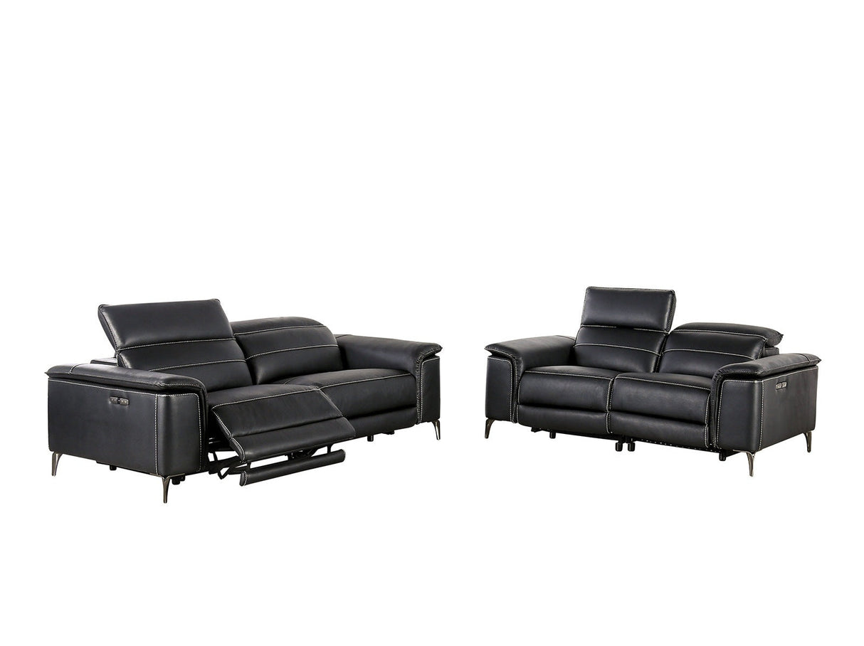 Ascona Black Leatherette Power Reclining Sofa & Loveseat by Furniture of America at Eve Furniture