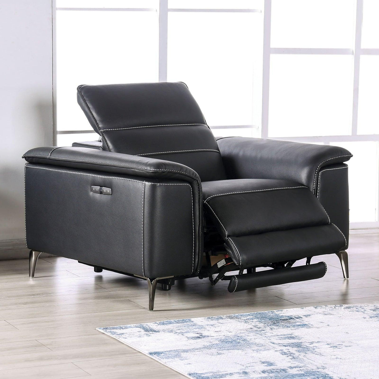 Ascona Black Power Recliner by Furniture of America at Eve Furniture