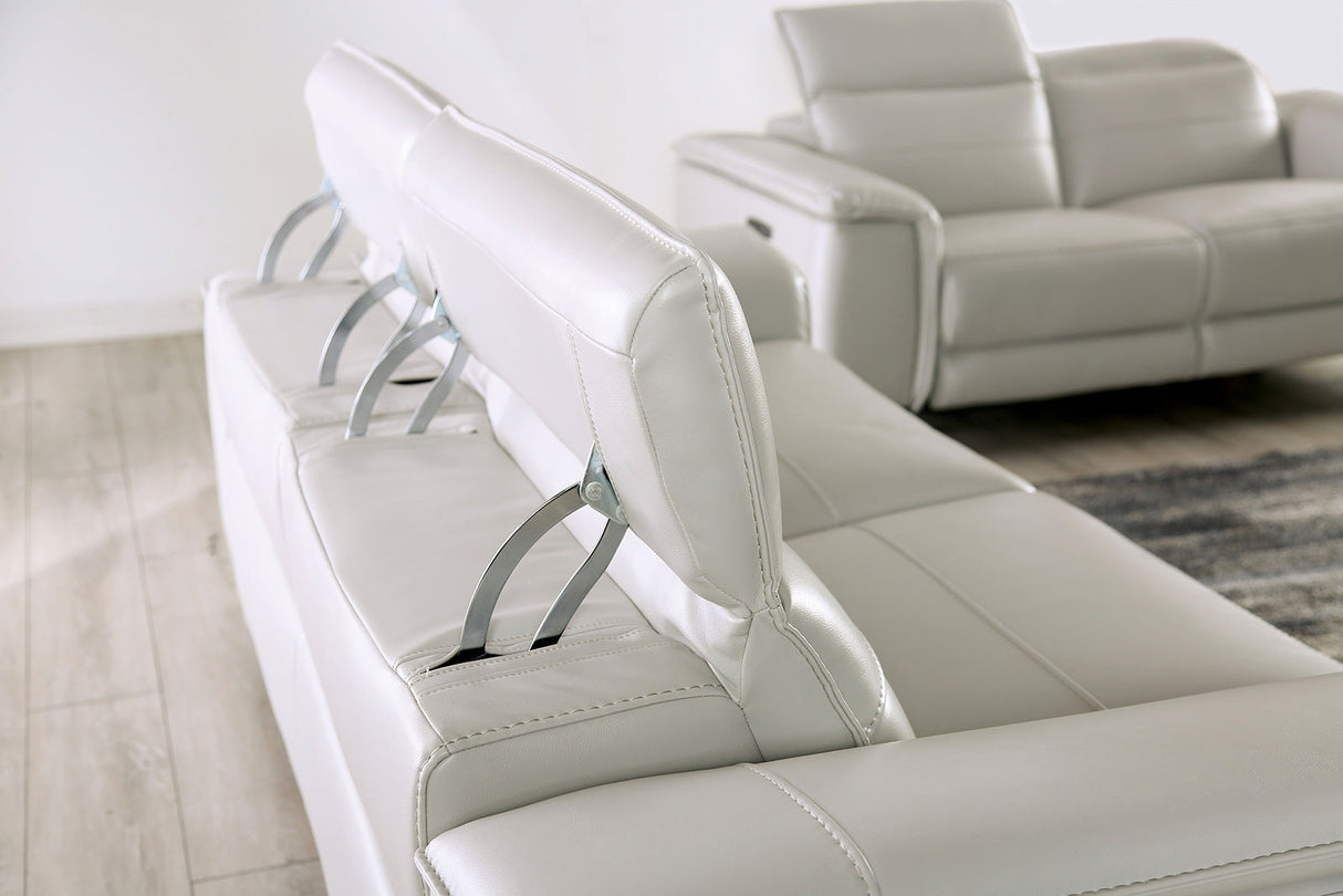 Ascona Light Taupe Leatherette Power Reclining Sofa & Loveseat by Furniture of America at Eve Furniture