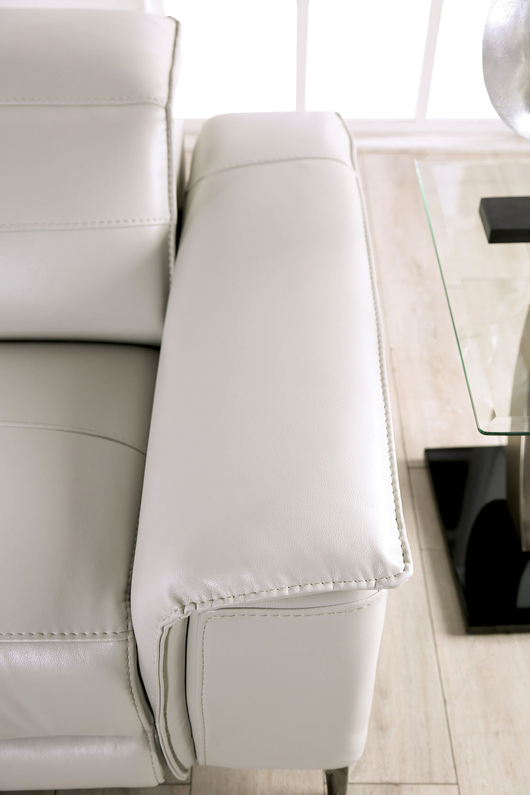 Ascona Light Taupe Leatherette Power Reclining Sofa & Loveseat by Furniture of America at Eve Furniture