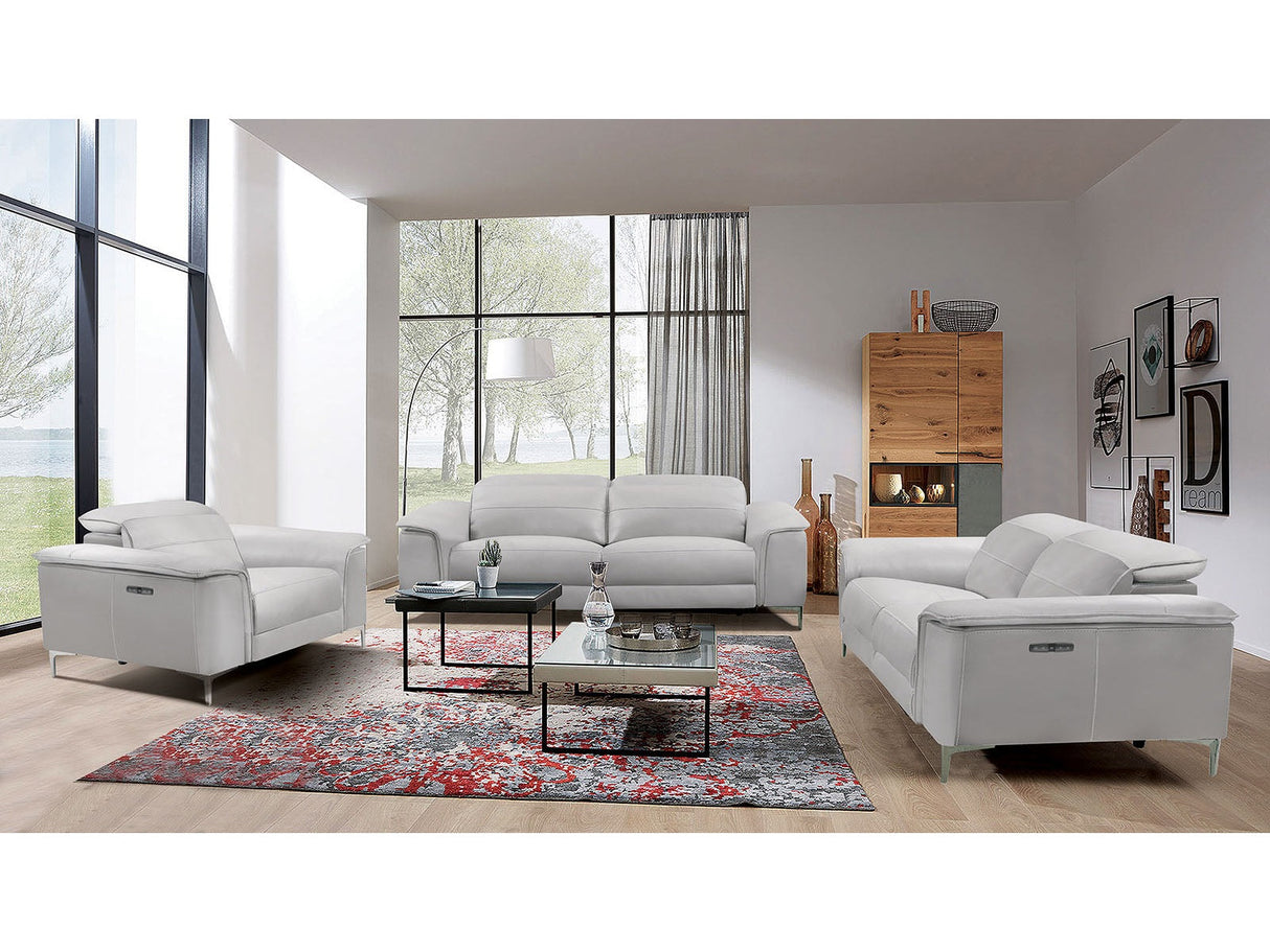 Ascona Light Taupe Leatherette Power Reclining Sofa & Loveseat by Furniture of America at Eve Furniture