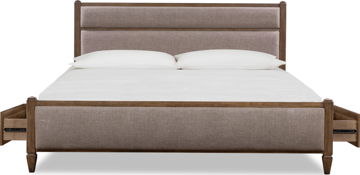 Ascott Mulch/Pecan Pie California King Upholstered Storage Bed by Modus Furniture at Eve Furniture