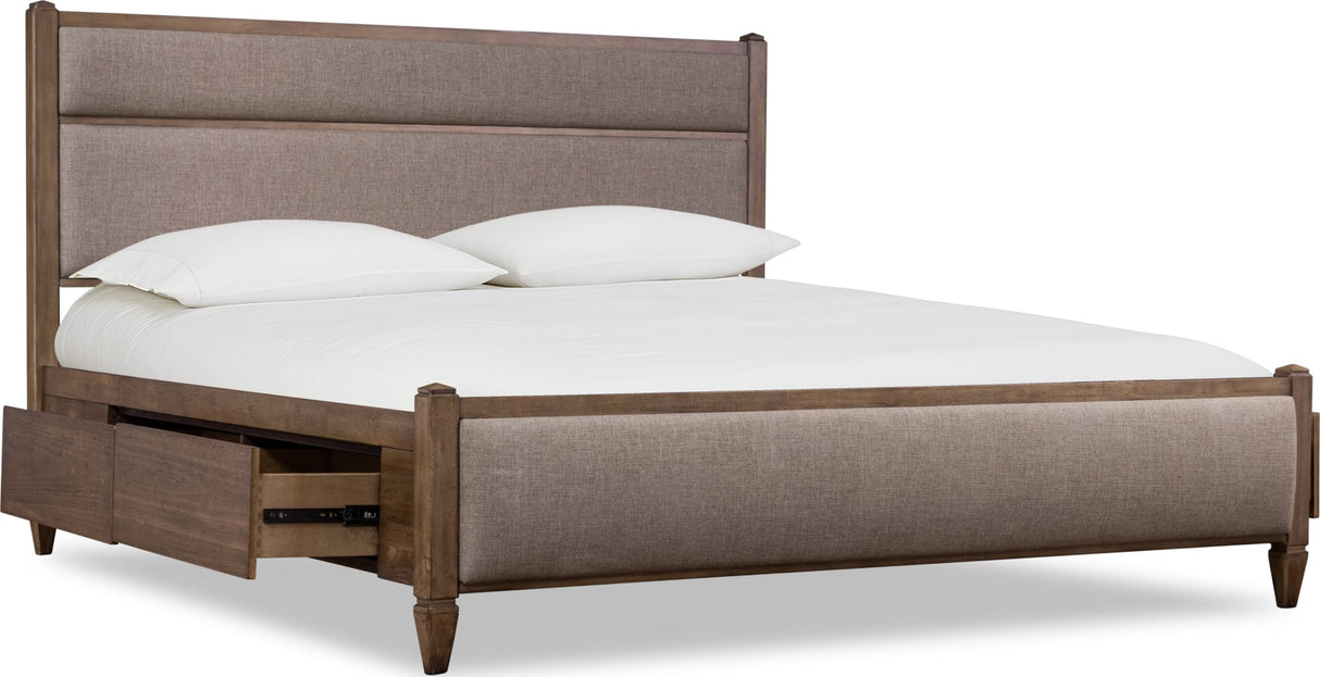 Ascott Mulch/Pecan Pie King Upholstered Storage Bed by Modus Furniture at Eve Furniture