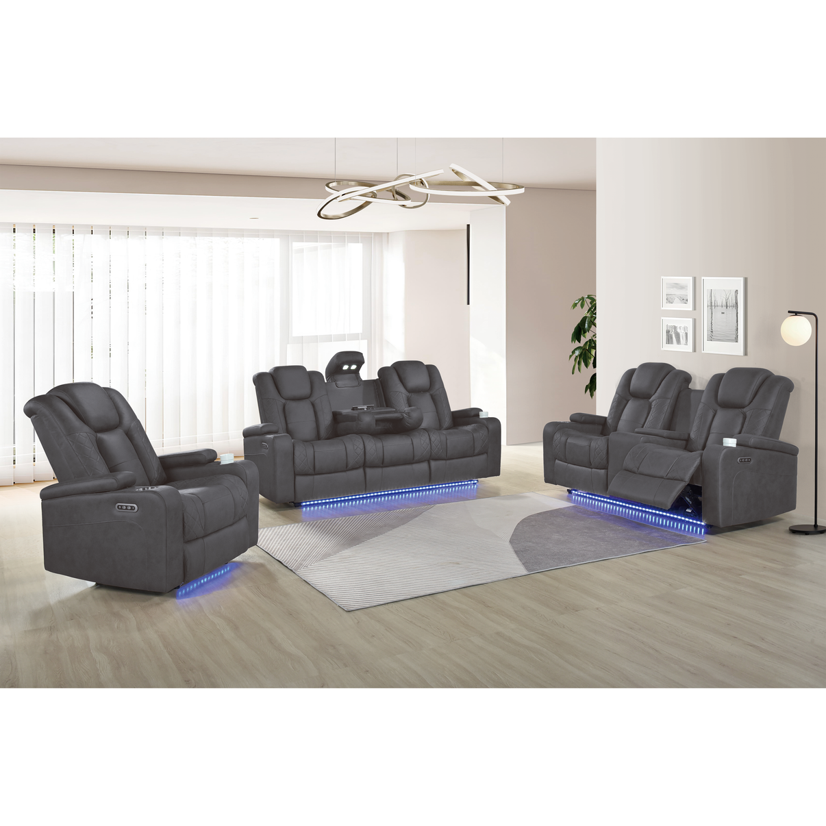 Ashley Grey 3-Piece Power Reclining Living Room Set by New Era Innovations at Eve Furniture