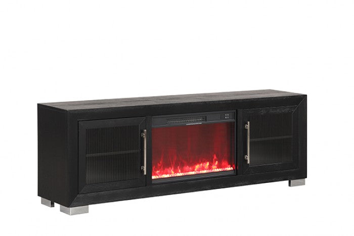 Ashbourne Black 72" TV Stand w/ Fire Place by Furniture of America at Eve Furniture