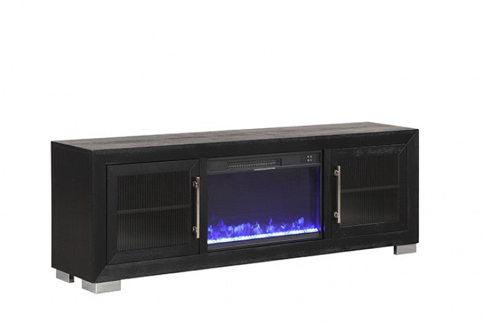 Ashbourne Black 72" TV Stand w/ Fire Place by Furniture of America at Eve Furniture