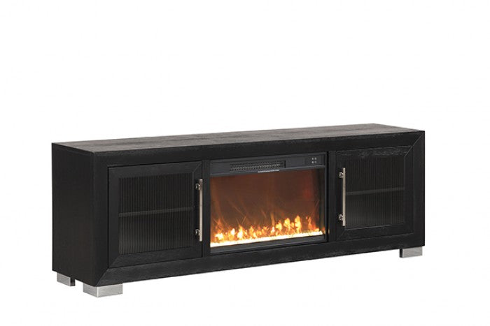 Ashbourne Black 72" TV Stand w/ Fire Place by Furniture of America at Eve Furniture