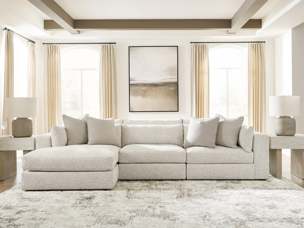 Ashbourne Estate Snowstone 3-Piece Sectional with LAF Chaise