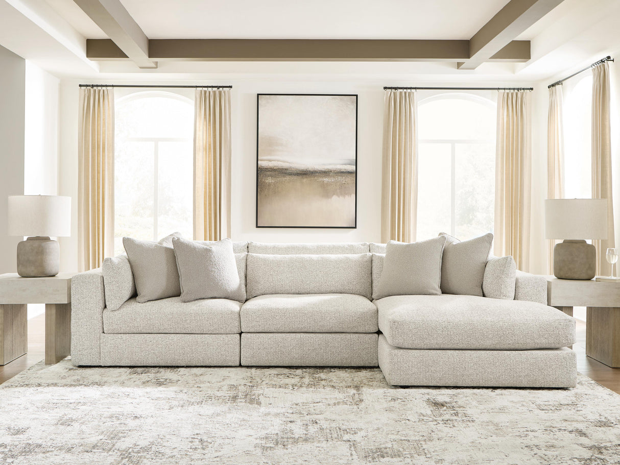 Ashbourne Estate Snowstone 3-Piece Sectional with RAF Chaise