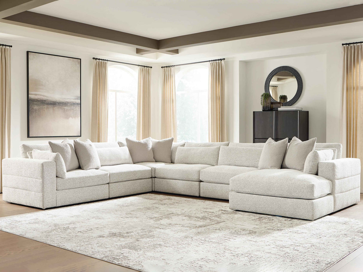 Ashbourne Estate Snowstone 6-Piece Sectional with RAF Chaise by Ashley at Eve Furniture