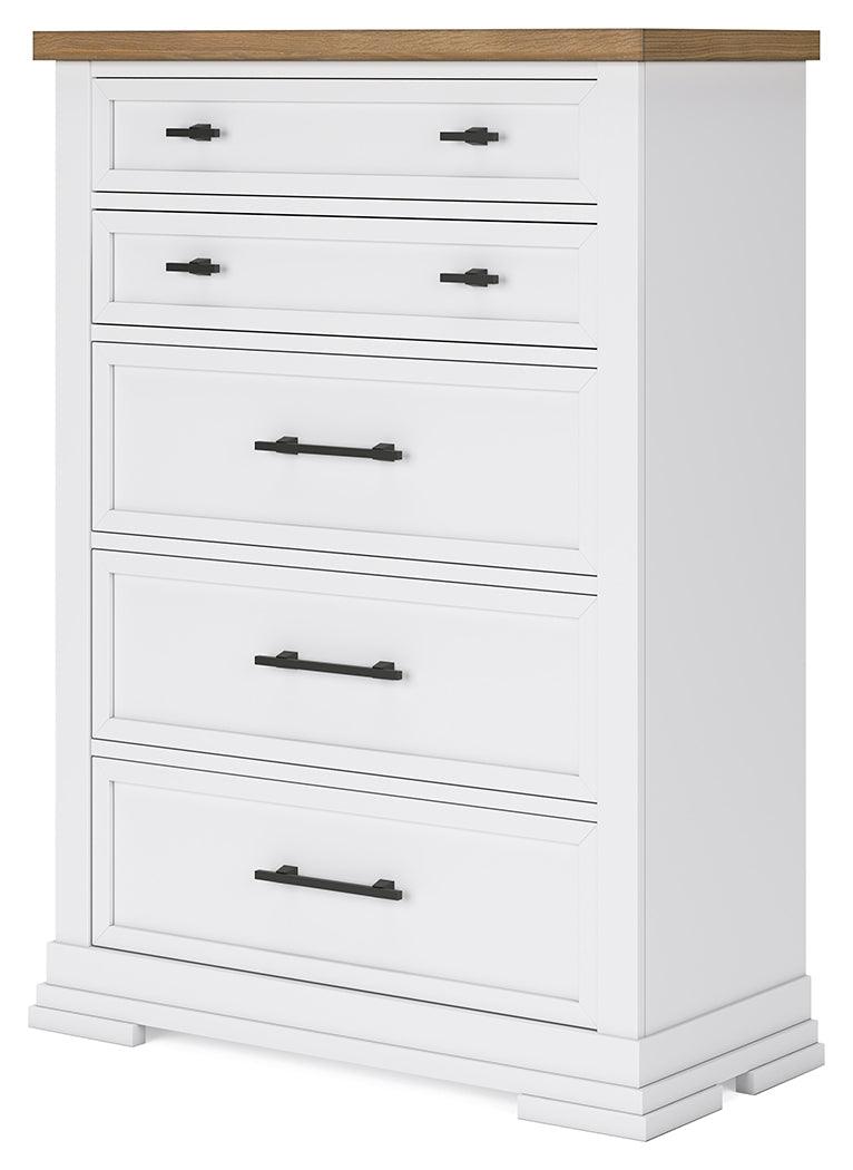 Ashbryn White/Natural Chest of Drawers by Ashley at Eve Furniture