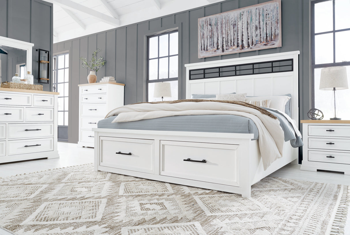 Ashbryn White/Natural Storage Platform Bedroom Set by Ashley at Eve Furniture
