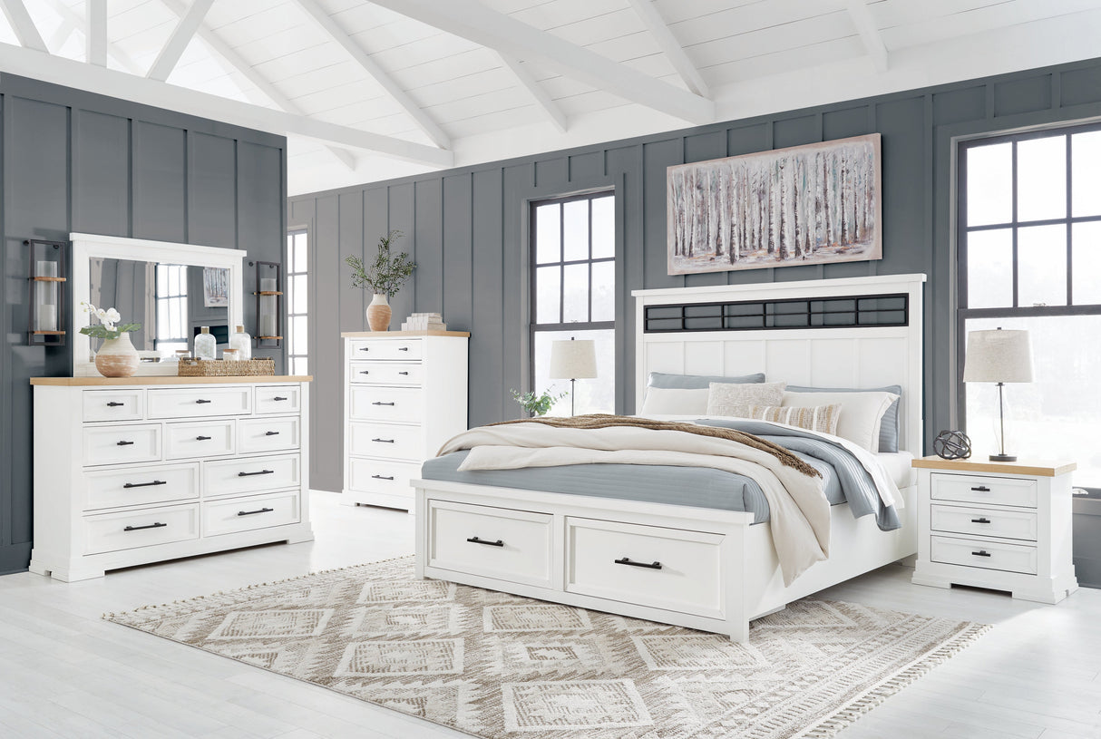 Ashbryn White/Natural Storage Platform Bedroom Set by Ashley at Eve Furniture