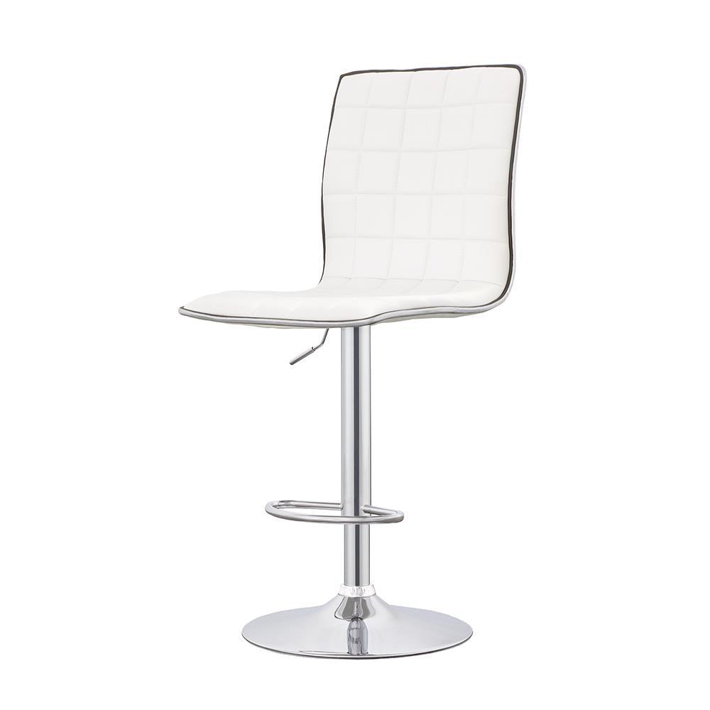 Ashbury White/Chrome Upholstered Adjustable Bar Stools, Set of 2 by Coaster at Eve Furniture
