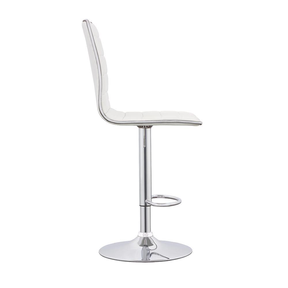 Ashbury White/Chrome Upholstered Adjustable Bar Stools, Set of 2 by Coaster at Eve Furniture
