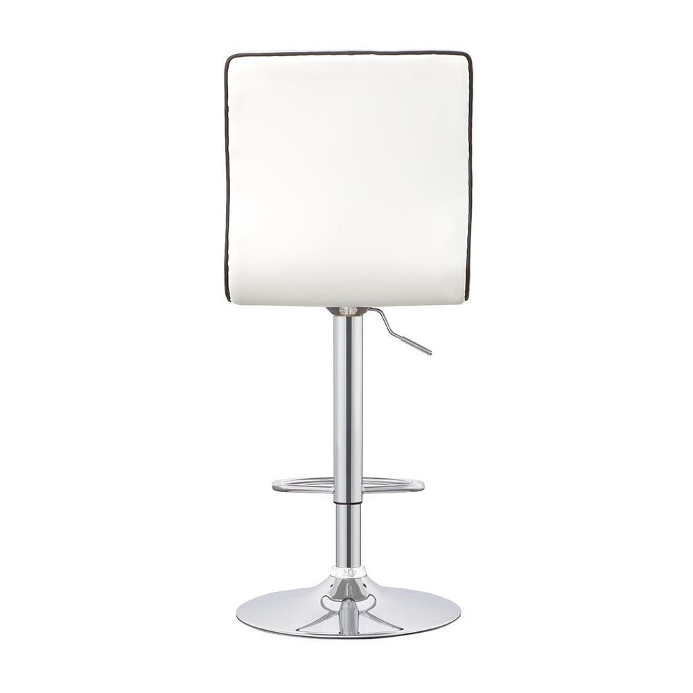 Ashbury White/Chrome Upholstered Adjustable Bar Stools, Set of 2 by Coaster at Eve Furniture