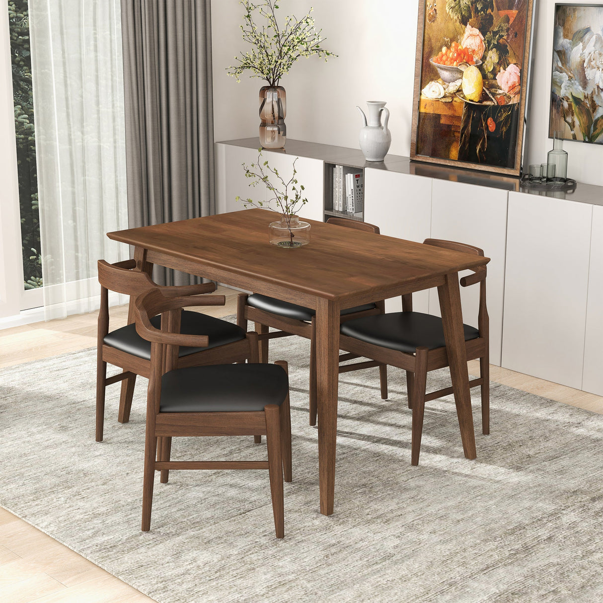 Levi Modern Style Solid Wood Rectangular Walnut Top Dining Table 47" by Ashcroft Imports at Eve Furniture