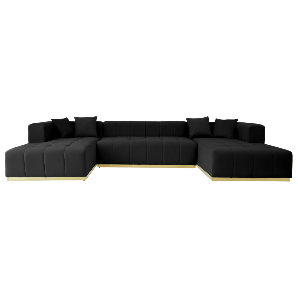 Nolan U-Shape Black Velvet Corner Sofa by Ashcroft Imports at Eve Furniture