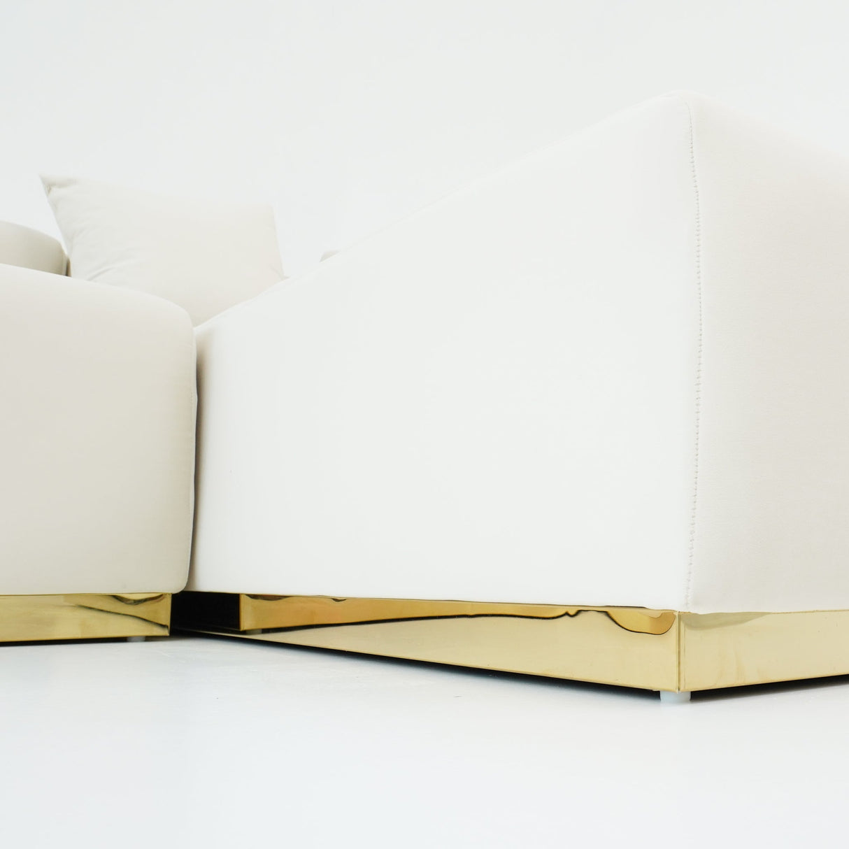 Nolan U-Shape Corner Sofa - Cream Velvet by Ashcroft Imports at Eve Furniture