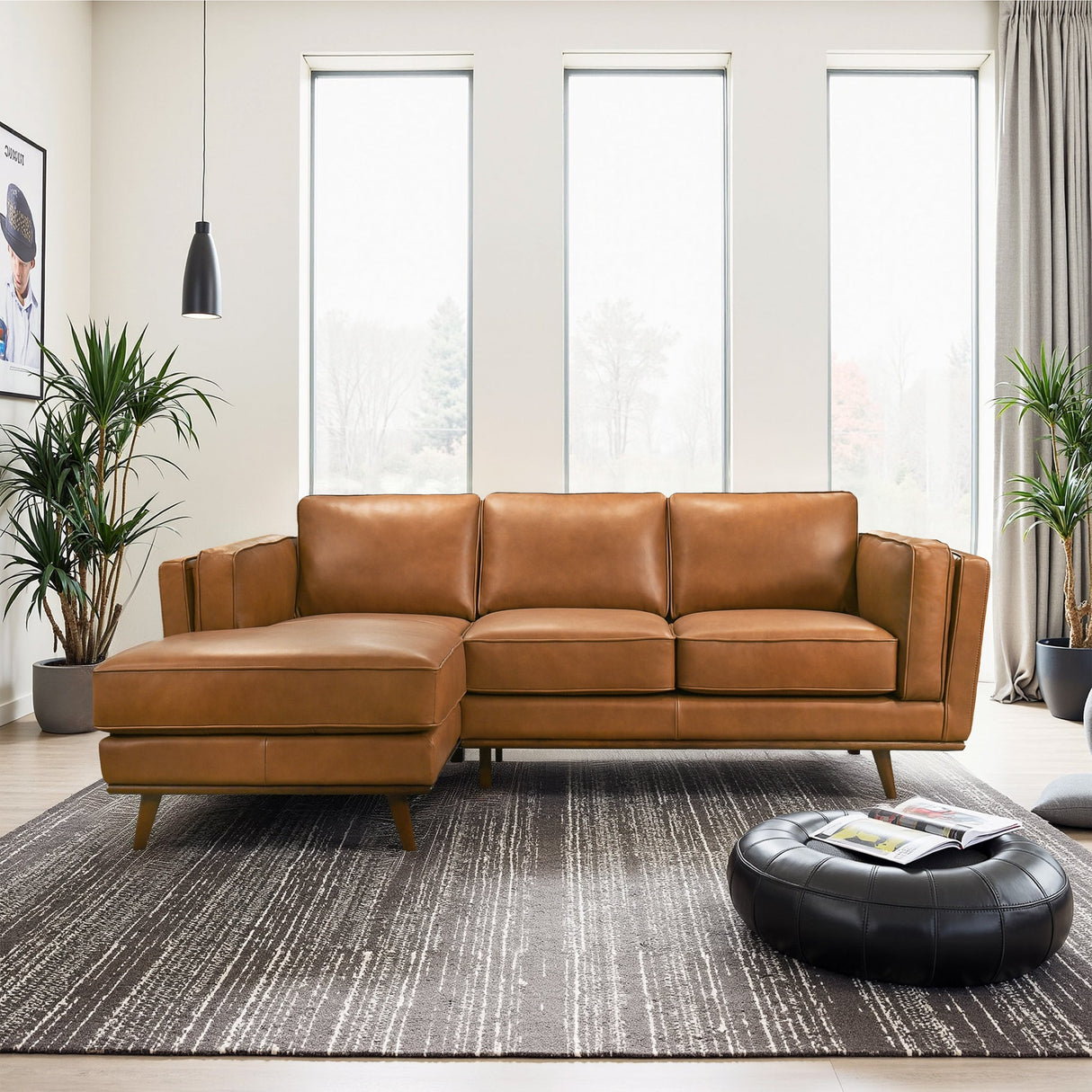 Chase Genuine Leather Sectional Left Facing by Ashcroft Imports at Eve Furniture