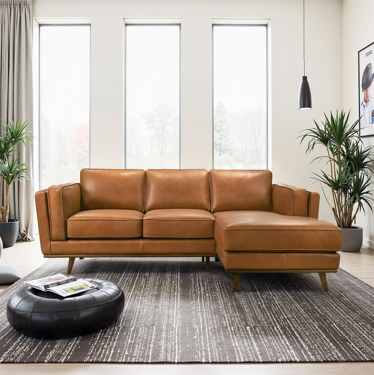 Chase Genuine Leather Sectional Right Facing by Ashcroft Imports at Eve Furniture