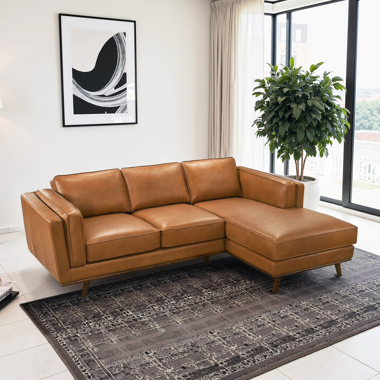 Chase Genuine Leather Sectional Right Facing by Ashcroft Imports at Eve Furniture