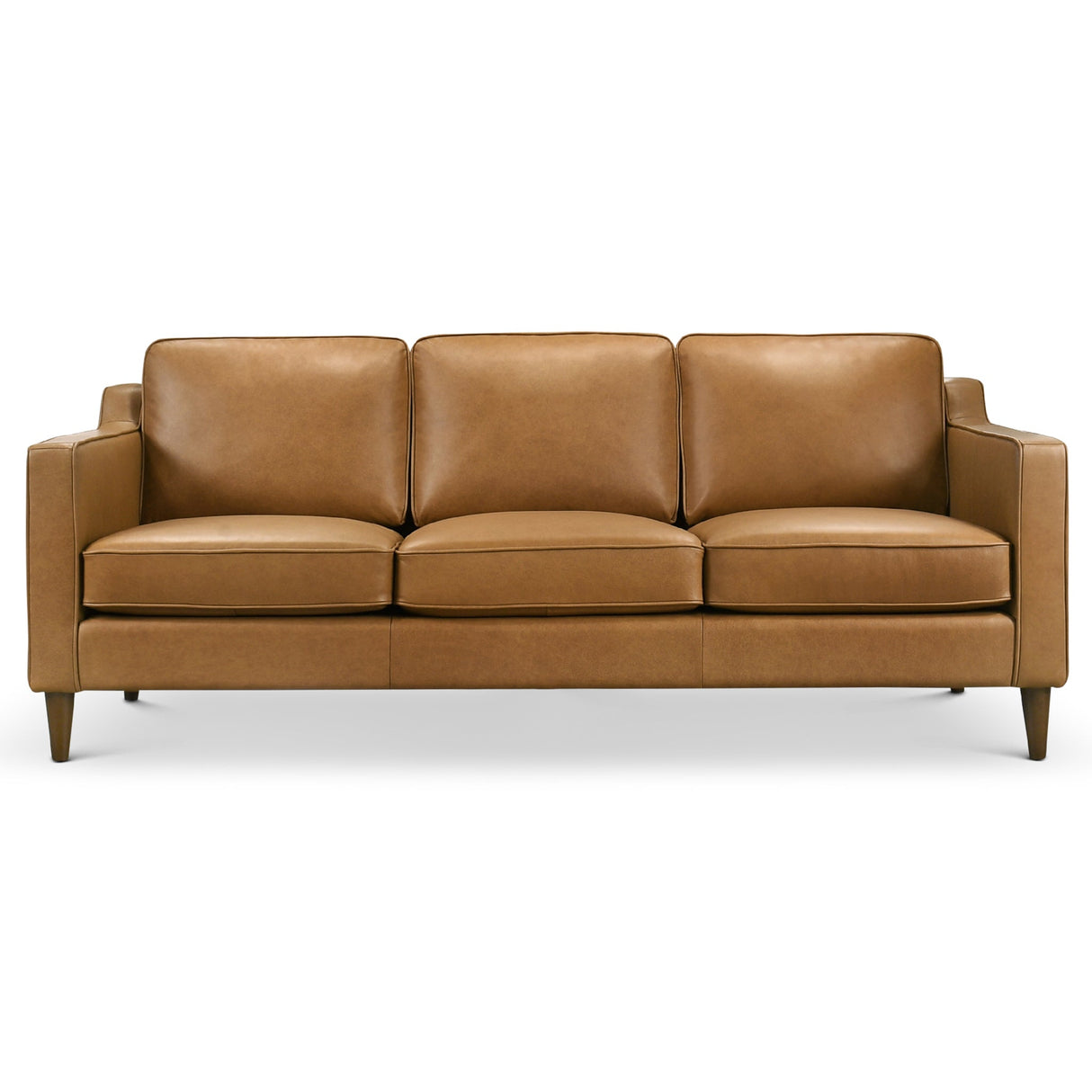 Cooper Mid Century Modern Tan Leather Sofa by Ashcroft Imports at Eve Furniture